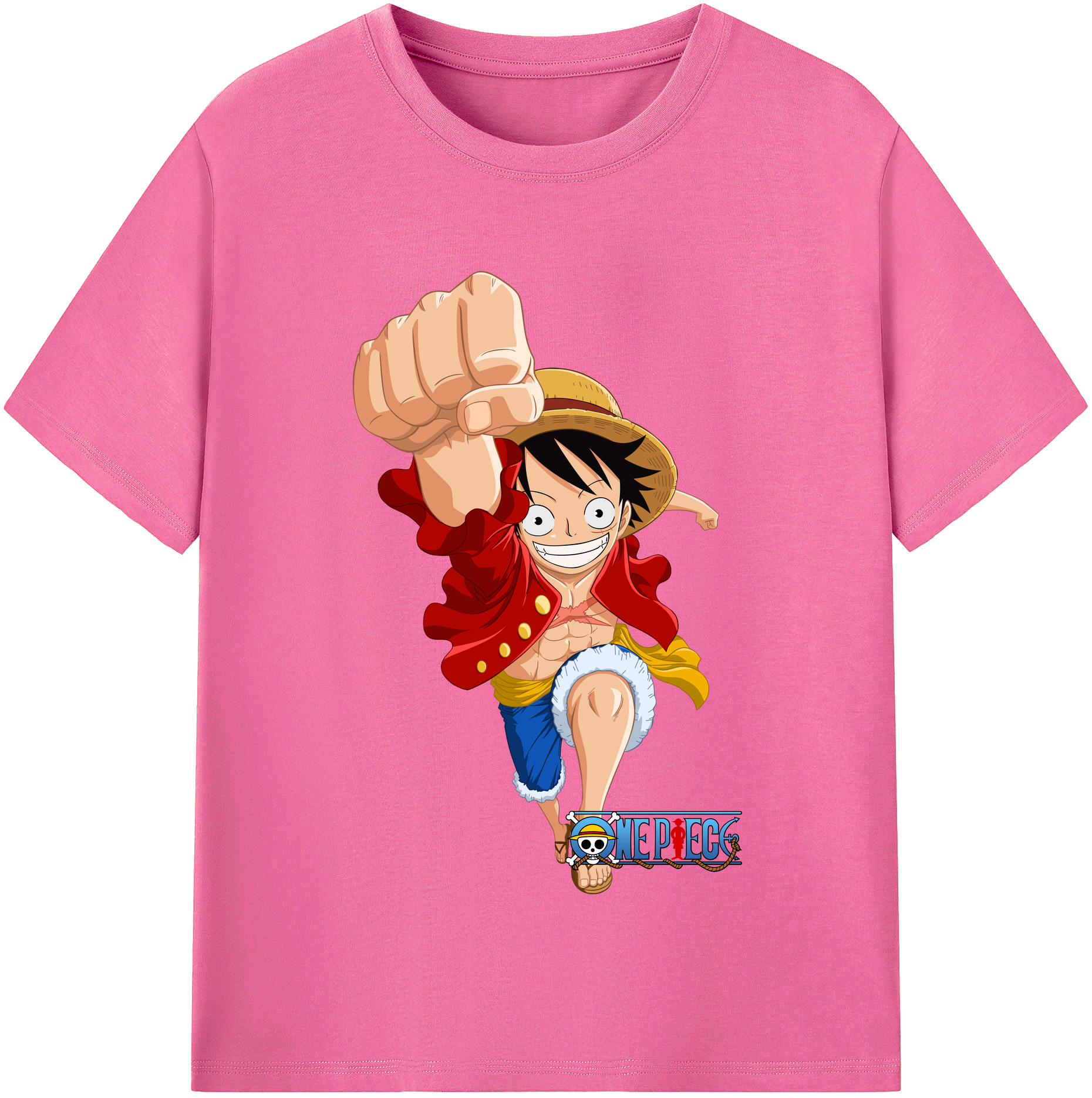 ワンピース モンキー・D・ルフィ ONE PIECE Monkey D. Luffy レディースカジュアルプリントTシャツ（綿100％）